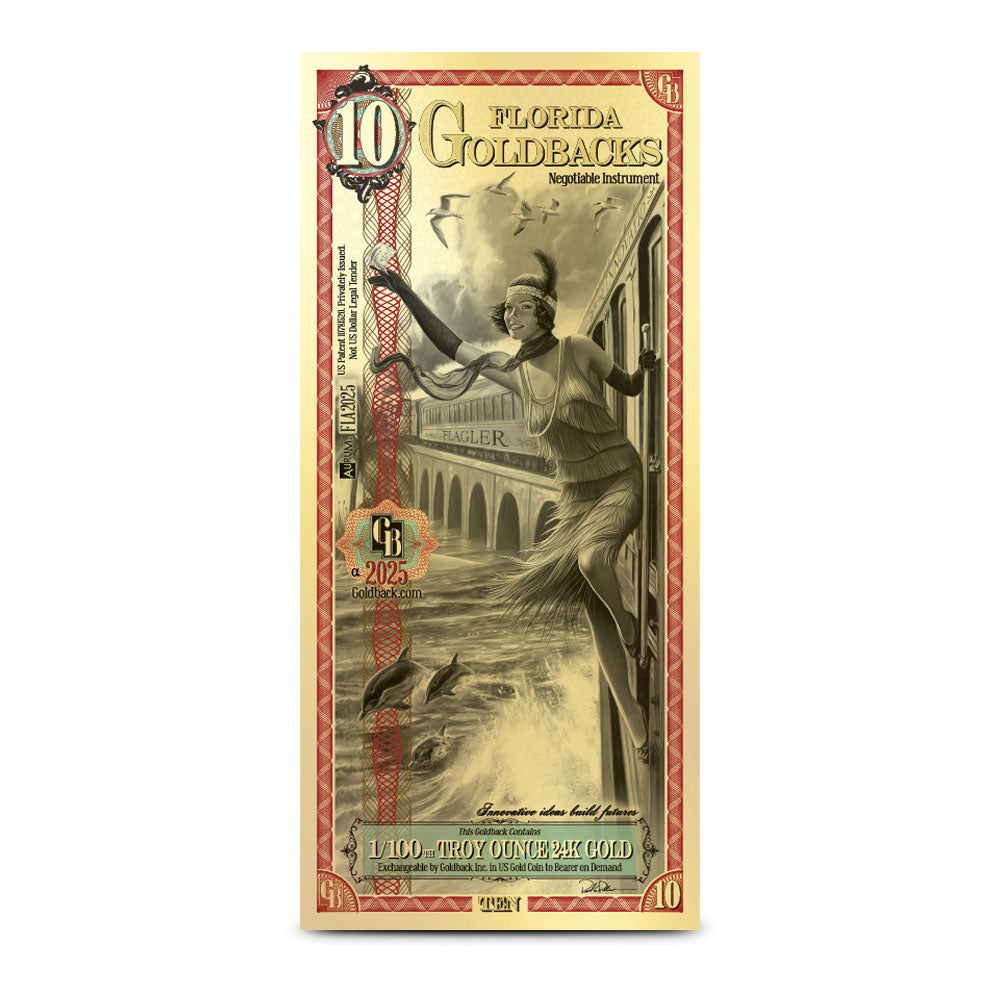 25-62 - Sure Tip Raffle - FLORIDA GOLDBACK GOLD NOTE PACKAGE - 42070