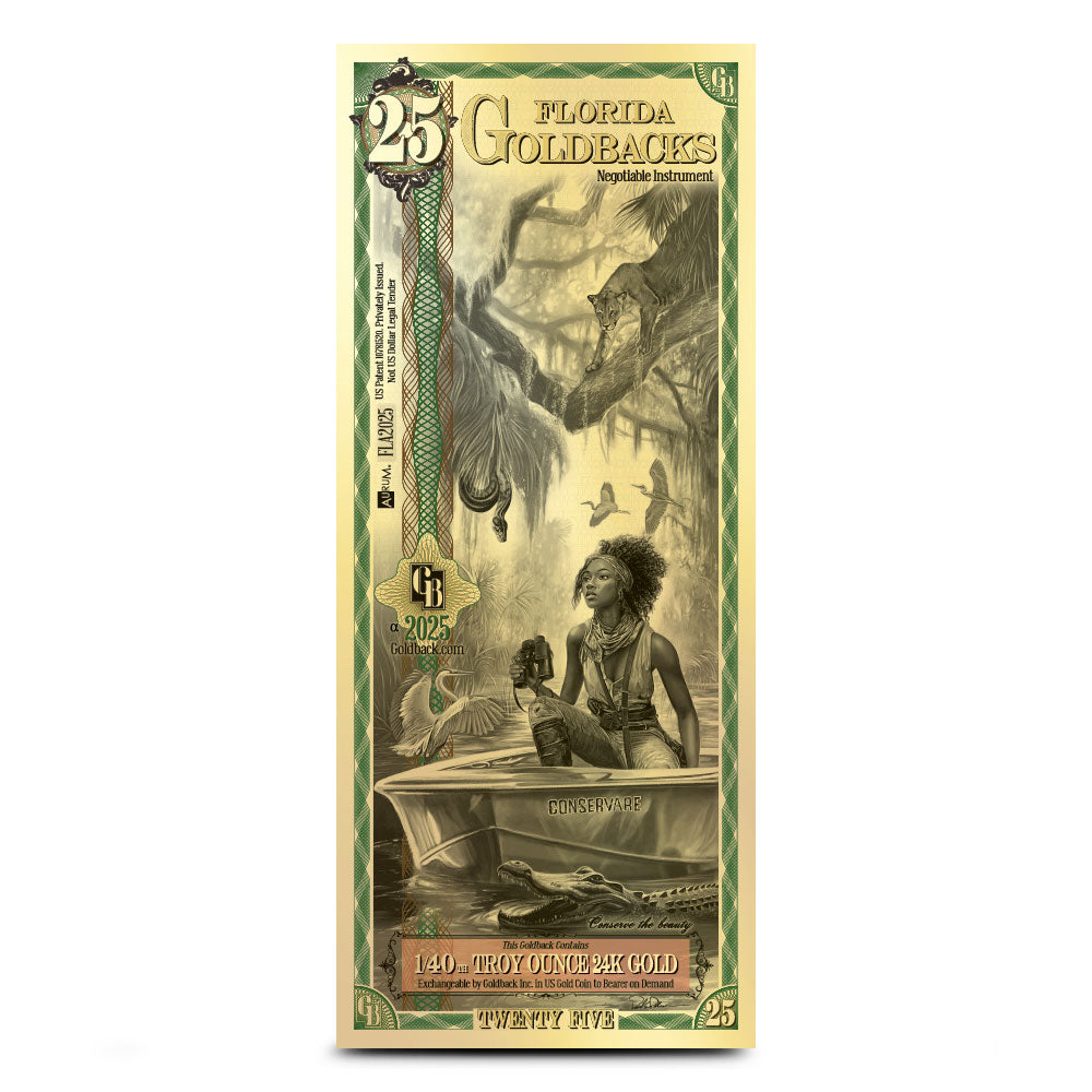 25-62 - Sure Tip Raffle - FLORIDA GOLDBACK GOLD NOTE PACKAGE - 42070