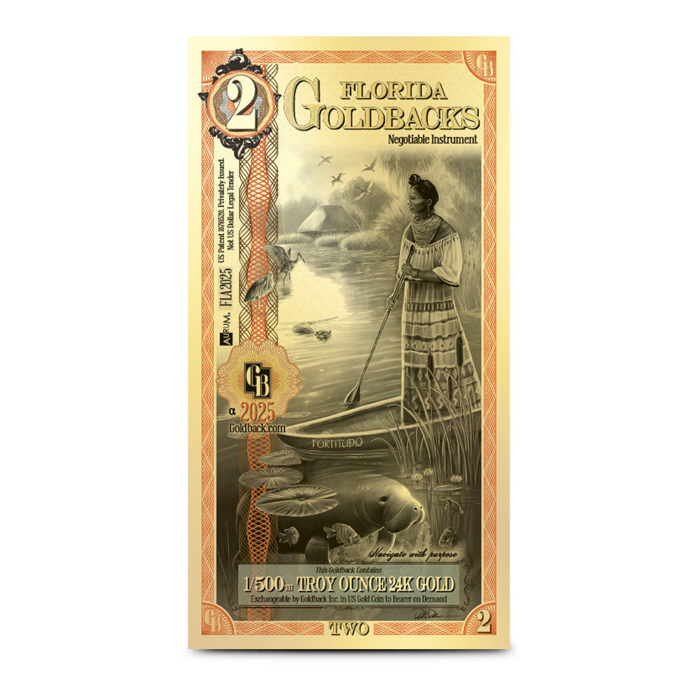 25-62 - Sure Tip Raffle - FLORIDA GOLDBACK GOLD NOTE PACKAGE - 42070