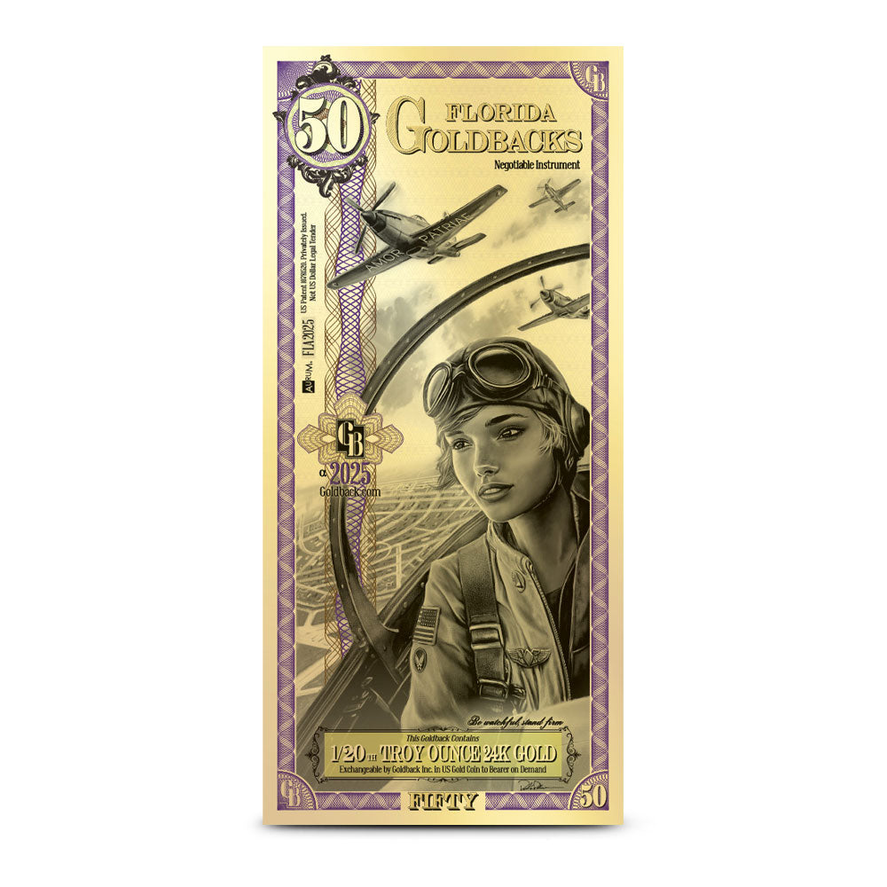 25-62 - Sure Tip Raffle - FLORIDA GOLDBACK GOLD NOTE PACKAGE - 42070