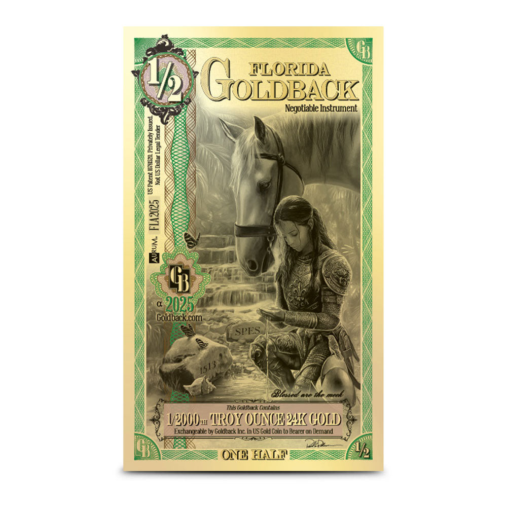 25-62 - Sure Tip Raffle - FLORIDA GOLDBACK GOLD NOTE PACKAGE - 42070