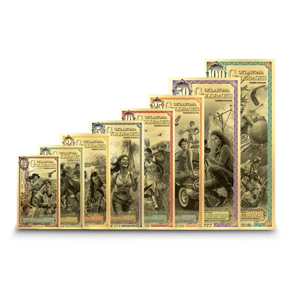 25-109 - Sure Tip Donations - 8 Piece Oklahoma Goldback Gold Note Set - 16604