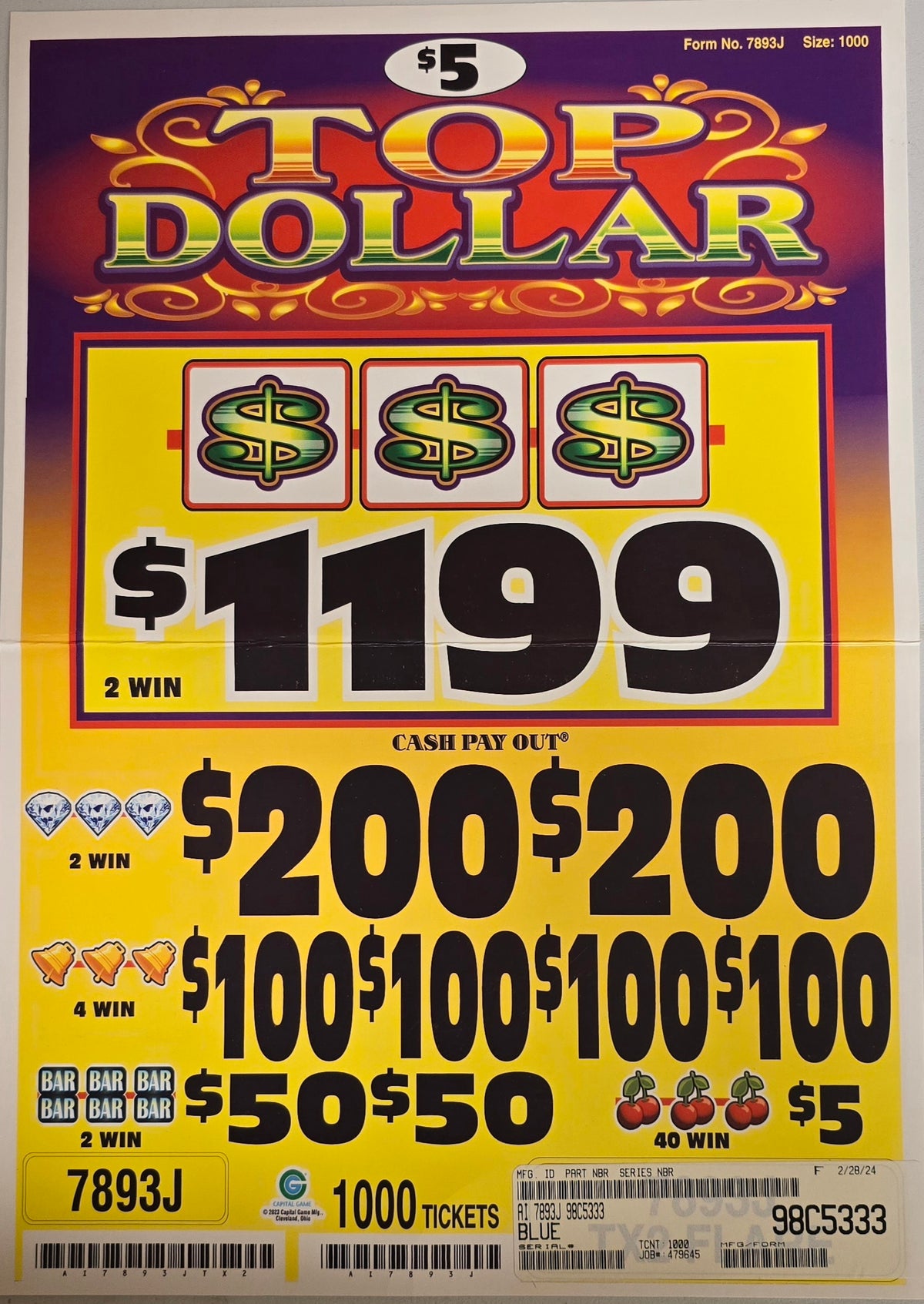 26-273 - $5 Instant Tickets (TOP DOLLAR - 98C5333)