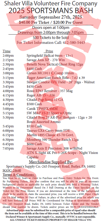 2025 SPORTSMAN'S BASH TICKETS!