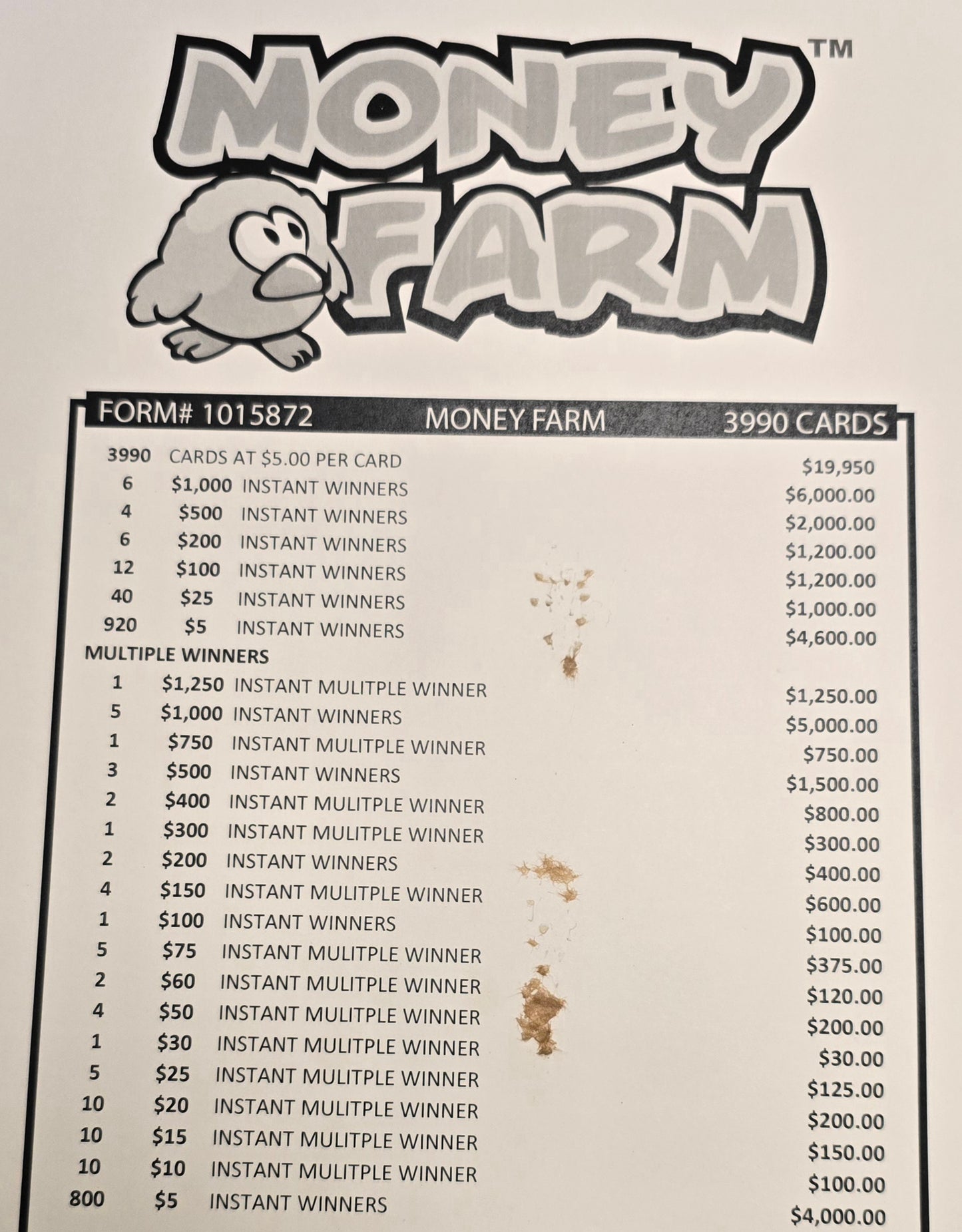 26-135 $5 Instant Tickets (MONEY FARM - 100064)