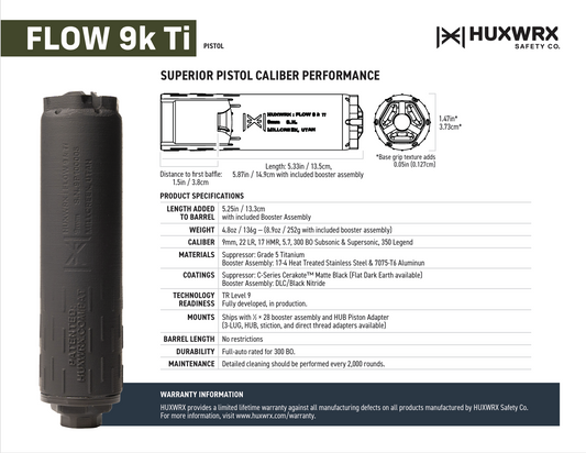26-138 - Sure Tip Donations! - Huxwrx Flow 9k Ti Suppressor - 03017