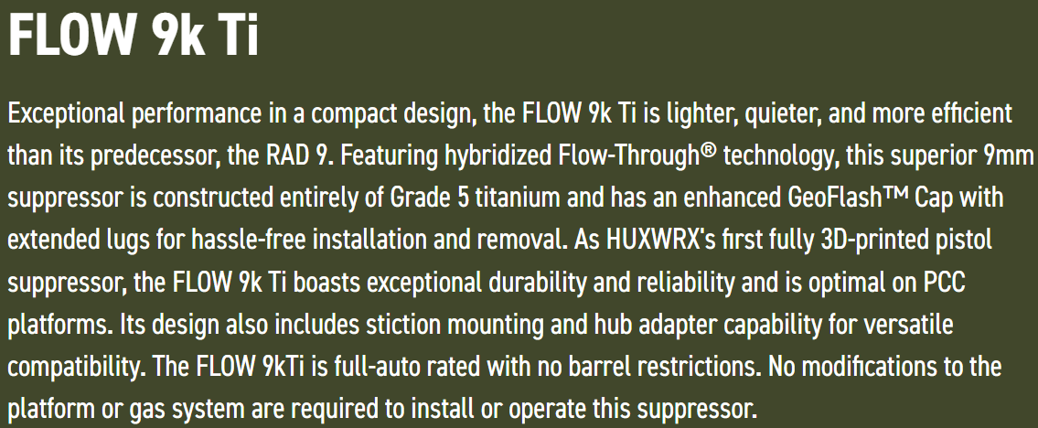 26-138 - Sure Tip Donations! - Huxwrx Flow 9k Ti Suppressor - 03017