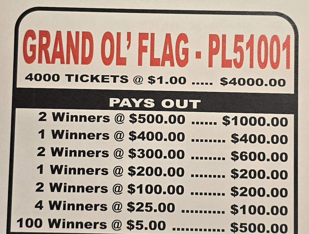 26-112 - $1 Instant Tickets (GRAND Ol' Flag - 010009)